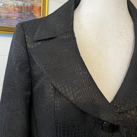 Le Suit Black Croc Embossed Blazer Fitted Jacket Career Wear Business Preppy - Picture 6 of 13